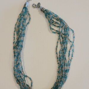 Lia Sophia turquoise blue and clear multi strand necklace